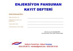 Enjeksiyon Pansuman Kayıt Defteri 001 - 400 Numaralı