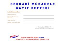 Cerrahi Müdahale Kayıt Defteri 001 - 200 Numaralı