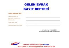 Gelen Evrak Kayıt Defteri 001 - 200 Numaralı