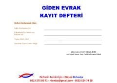 Giden Evrak Kayıt Defteri 001 - 200 Numaralı