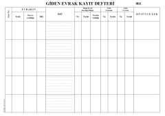 Giden Evrak Kayıt Defteri 001 - 200 Numaralı