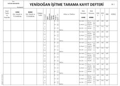 Yenidoğan İşitme Tarama Kayıt Defteri 001 - 200 Numaralı