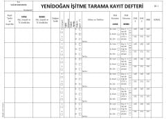 Yenidoğan İşitme Tarama Kayıt Defteri 001 - 200 Numaralı
